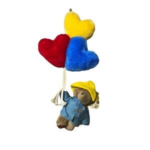 VTG paddington bear Wall Hanging Plush 3 Plush Heart Shape Ballon’s